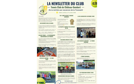 La newsletter du club — De la rentrée aux vacances de la Toussaint
